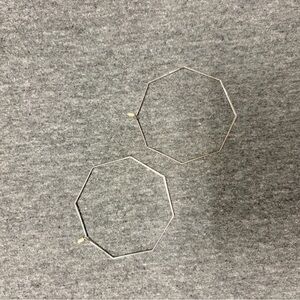 Geometric Hexagon Silver Hoop Earrings